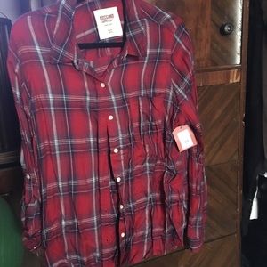 NWT red plaid button down shirt
